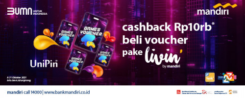 Top Up di Livin’ by Mandiri dan Dapatkan Cashback 10K